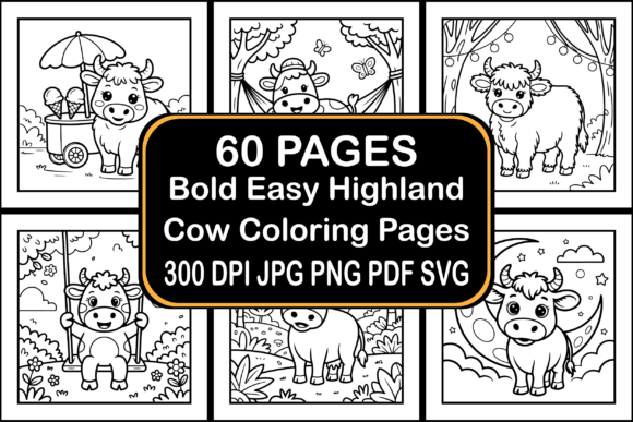 60 Bold Easy Highland Cow Coloring Pages