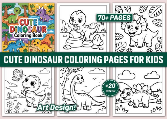 70 CUTE DINOSAUR COLORING PAGES for KIDS: A Creative Journey for Young Explorers