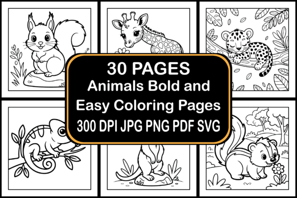 Animals Bold and Easy Coloring Pages for Relaxation and Creative Flow
