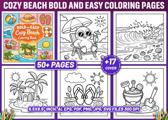 Bold and Easy Cozy Beach Coloring Pages: Your Gateway to Coastal Calm and Creative Joy