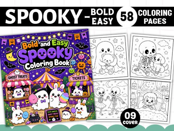 Bold and Easy Spooky Coloring Book Pages