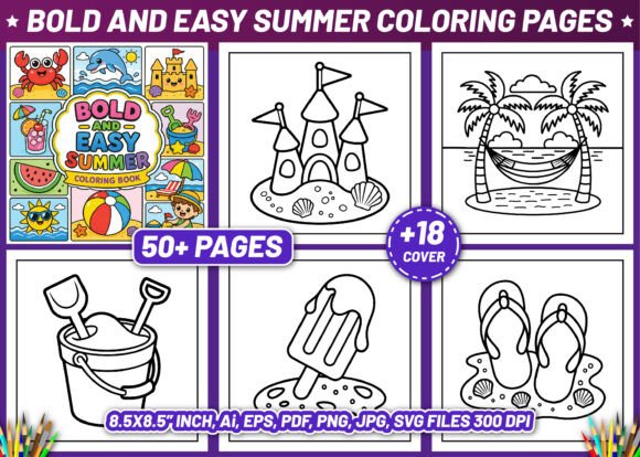 Bold and Easy Summer Coloring Book: A Creative Escape