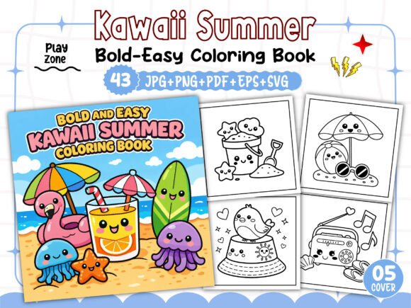 Bold Easy Kawaii Summer Coloring Pages: A Creative Escape for All Ages