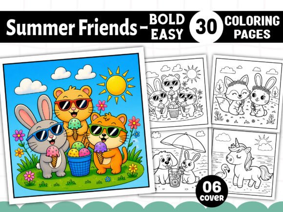 Bold Easy Summer Friends Coloring Pages