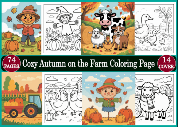Cozy Autumn on the Farm Coloring Page: A Creative Fall Activity for Kids