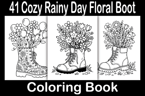 Cozy Rainy Day Floral Boot Coloring Book: A Creative Escape for All Ages