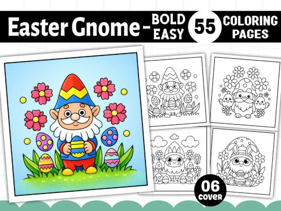 Easter Gnome Bold Easy Coloring Pages – A Smart Choice for KDP Publishers and Creative Relaxation