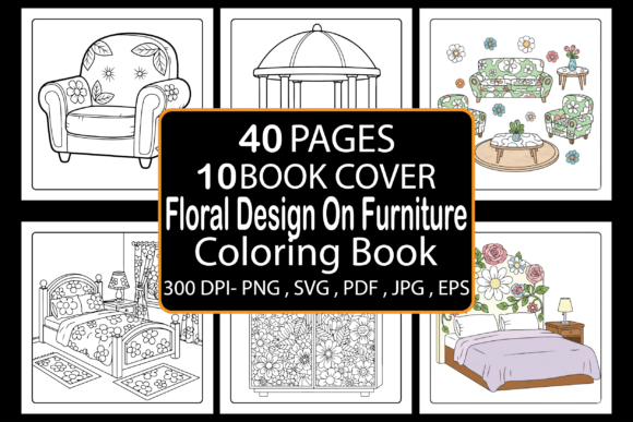 Floral Design on Furniture Coloring Book: A Creative Resource for Relaxation and Design Exploration