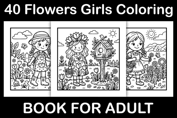 Flowers Girls Coloring Pages for Creative Publishing
