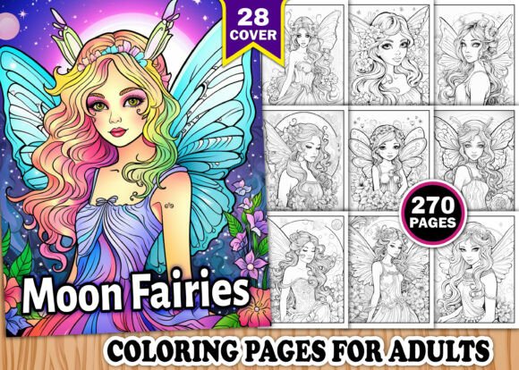 Moon Fairies Coloring Book for Adults